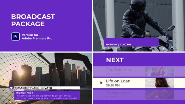 Broadcast Package | Essential Graphics | Mogrt Premiere Pro template preview