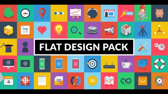 Flat Design Pack Video Displays template preview