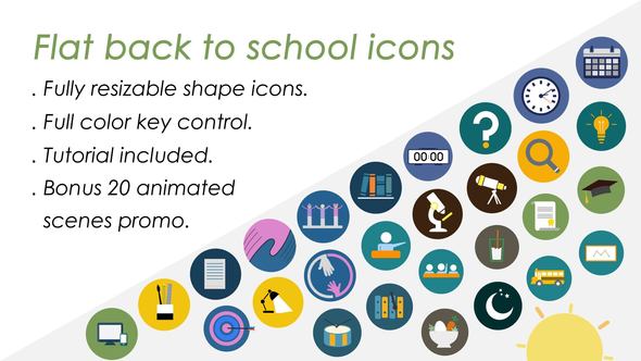 Videohive Flat back to school icons Infographics template preview