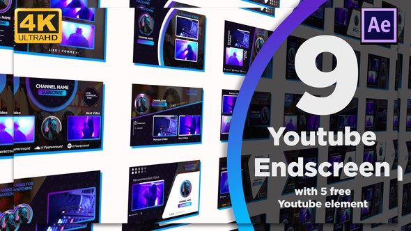 Videohive Youtube End Screens 9+5 Broadcast-packages template preview
