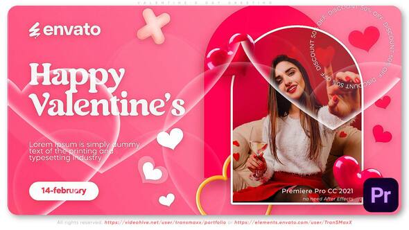 Valentine’s Day Greeting Premiere Pro template preview