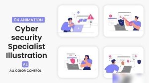 Videohive Cyber Security Specialist Illustration Scene Elements template preview