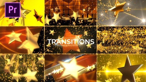 Gold Star Transitions Pack Premiere Pro template preview