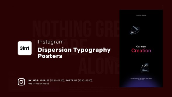 Videohive Instagram Dispersion Typography Posters Video Displays template preview