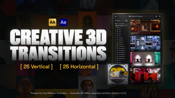 Videohive Creative 3D Transitions: 50 Dynamic Transitions for After Effects | AAPower Elements template preview