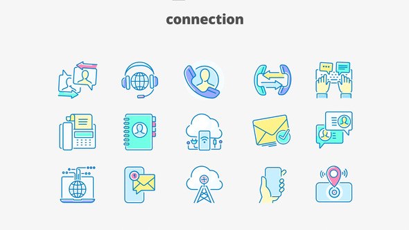 Videohive Connection- Filled Outline Animated Icons Titles template preview