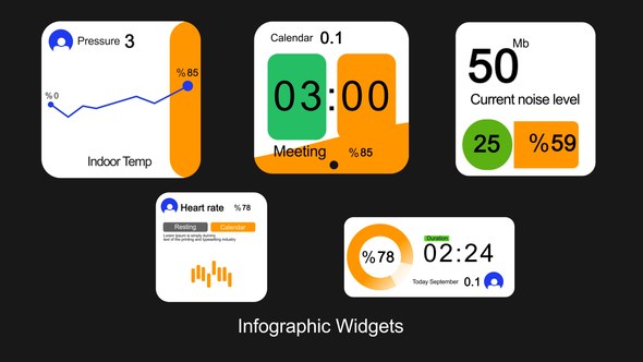 Videohive Modern Infographic Widgets Pack | Clean UI Kit Elements template preview