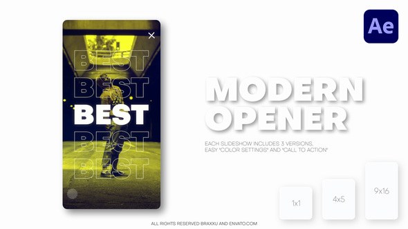 Videohive Vertical Modern Slideshow - Reels, Post, Shorts Openers template preview