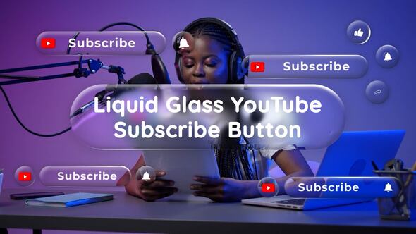 Videohive Liquid Glass YouTube Subscribe Buttons Elements template preview