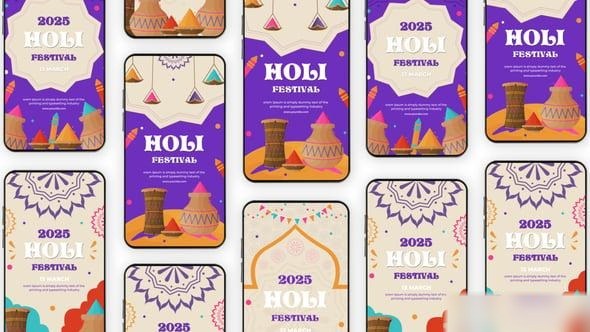 Videohive Indian Festival Holi Instagram Story Elements template preview