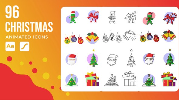 Videohive 96 Christmas & Winter Animated Icons | After Effects Template & Lottie Animation Elements template preview