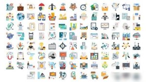 Videohive 100 Business and Startup Icons Infographics template preview