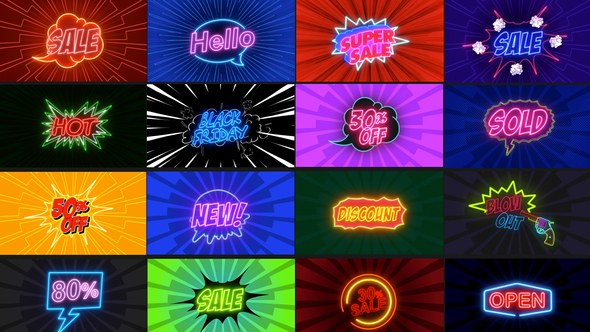 Videohive Comic Text Fx 5_Neon Sale Pack Titles template preview