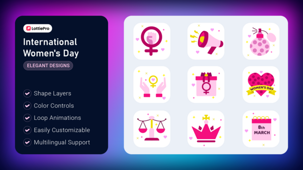 Videohive Women's Day Animated Icons Elements template preview