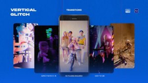 Videohive Vertical Glitch Transitions 58691510 Elements template preview