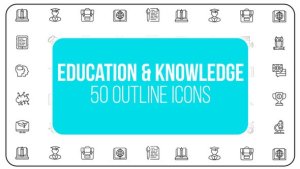Online Education and Knowledge - 50 Thin Line Icons Video Displays template preview