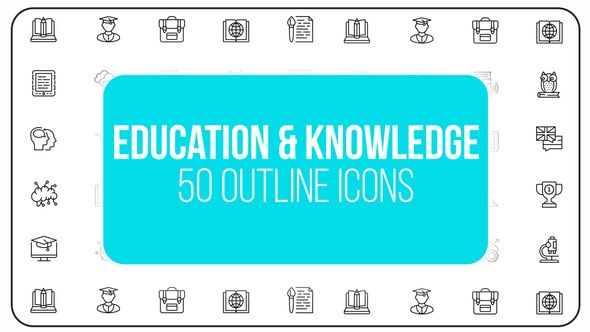 Online Education and Knowledge - 50 Thin Line Icons Video Displays template preview