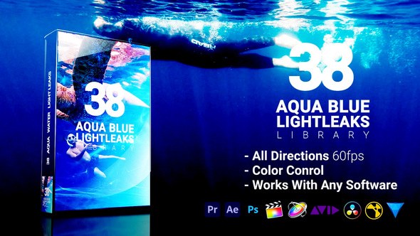 Videohive 3D Light Leaks - Aqua Water Blue Elements template preview