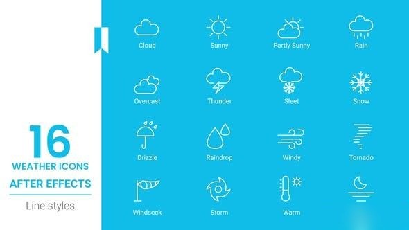 Videohive Weather Icon Line pack Openers template preview