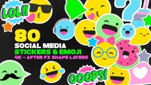 Videohive Emoji And Social Media Stickers 4K Pack Elements template preview