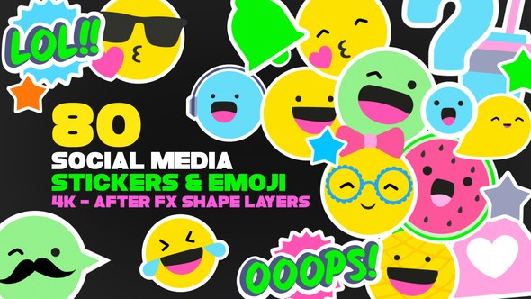 Videohive Emoji And Social Media Stickers 4K Pack Elements template preview