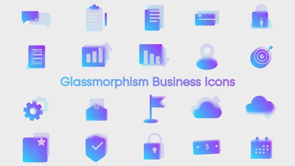 Videohive Glassmorphism Business Icons Elements template preview