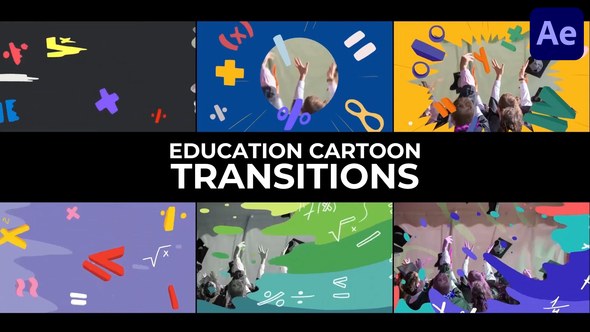 Videohive Education Cartoon Transitions for After Effects Elements template preview