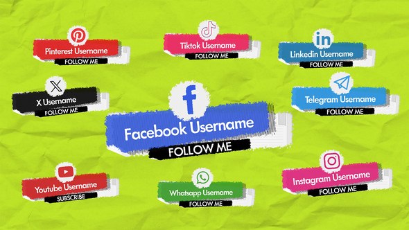 Videohive Paper Social Lower Thirds Elements template preview