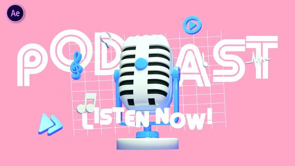 Videohive Cute 3D Podcast Intro Openers template preview