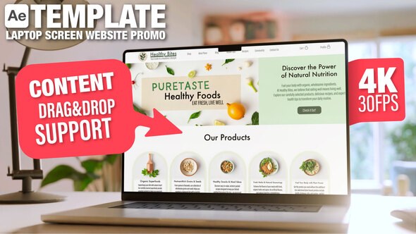 Videohive Laptop Screen Mockup in Cozy Room - 30sec Website or Application Promo - 6 Scenes AE Template Product Promo template preview