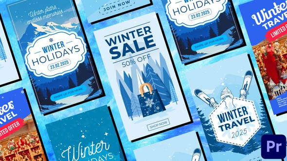 Winter Frost Snow Instagram Christmas Holidays Reels 2 Premiere Pro template preview