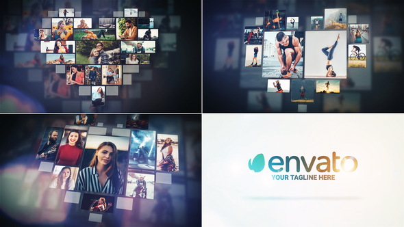 Videohive Love Photo Wall // Mosaic Photo Gallery // Logo Reveal Video Displays template preview