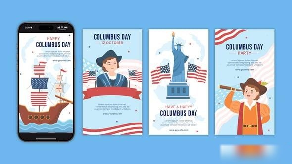Videohive Happy Columbus Day Instagram Stories