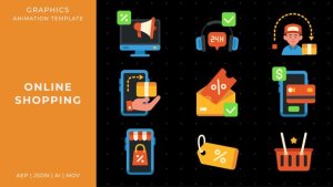 Videohive Online shopping graphic animation template | After Effects Elements template preview