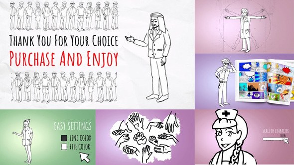 Doodle Characters Kit Video Displays template preview