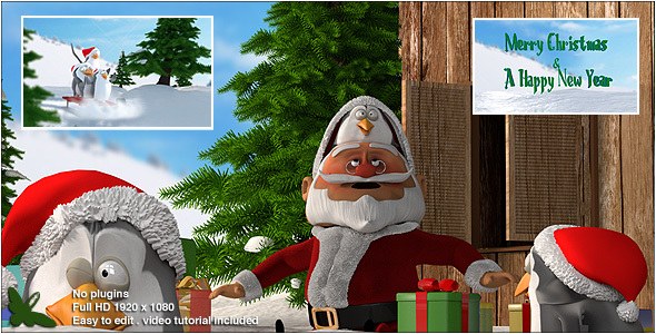 Christmas Penguins V2 Video Displays template preview