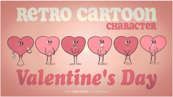 Videohive Retro Cartoon Character - Valentine's Day Elements template preview