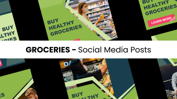 Videohive Groceries - Social Media Posts Elements template preview