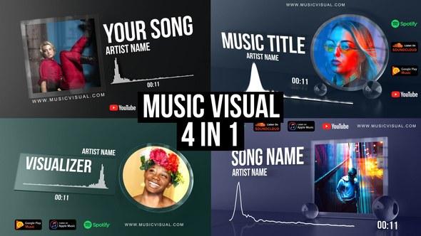 Glass Audio React Music Visualizer Video Displays template preview
