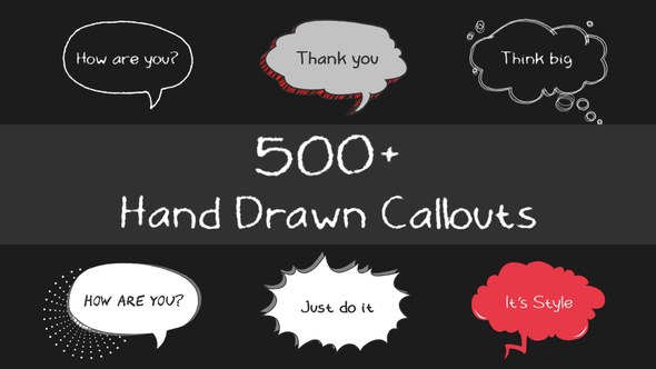 Videohive 500 Hand Drawn Callouts Pack Titles template preview