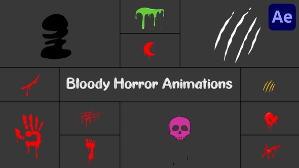 Videohive Bloody Horror Animations Pack for After Effects Elements template preview