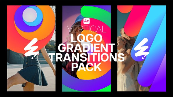 Videohive Vertical Logo Gradient Transitions Pack Elements template preview