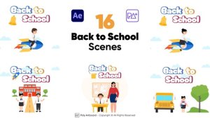 Videohive Back to School Scenes For After Effects Elements template preview
