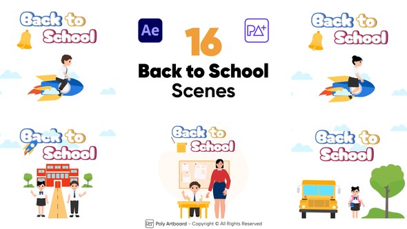 Videohive Back to School Scenes For After Effects Elements template preview