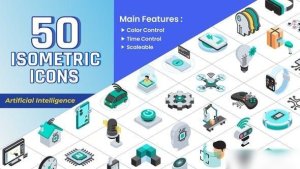 Videohive Isometric Icons - Artificial Intelligence Infographics template preview