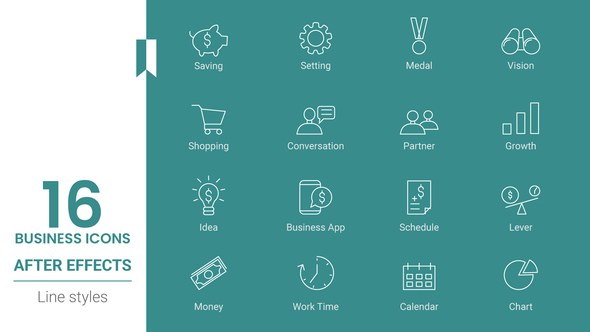 Videohive Business Icon Set Line pack Elements template preview