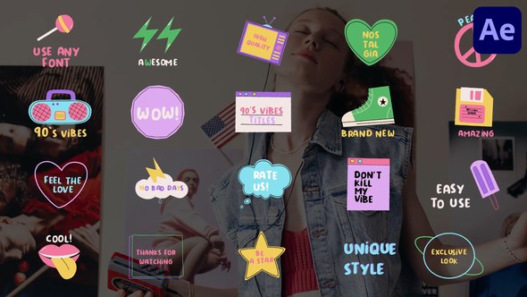 Videohive 90s Vibes Titles for After Effects Titles template preview