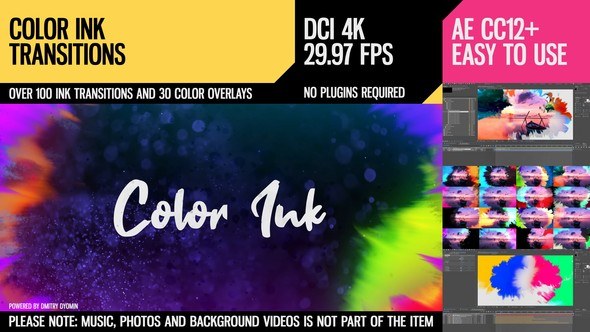 Color Ink Transitions Video Displays template preview