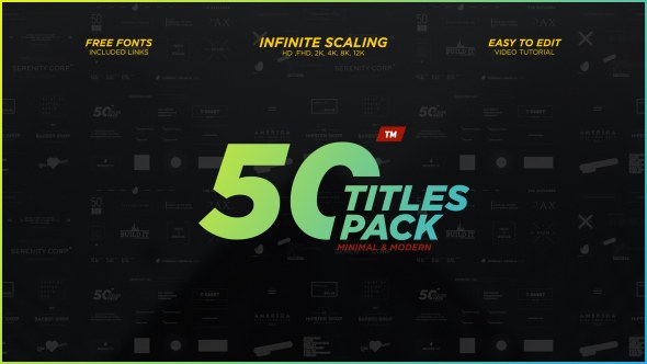 50 Minimal & Modern Titles Pack Video Displays template preview