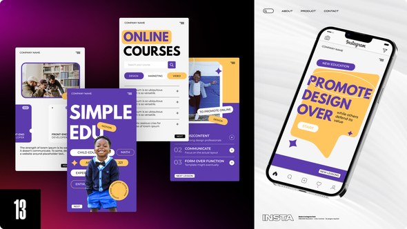 Videohive Online Courses Stories Video Displays template preview